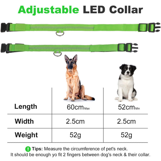 LAKWAR LED Dog Collar, USB Rechargeable,Waterproof Safety Lighted Dog Collar for Small Medium Large Dogs