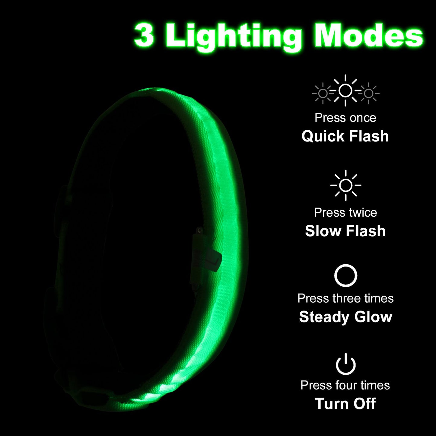 LAKWAR LED Dog Collar, USB Rechargeable,Waterproof Safety Lighted Dog Collar for Small Medium Large Dogs