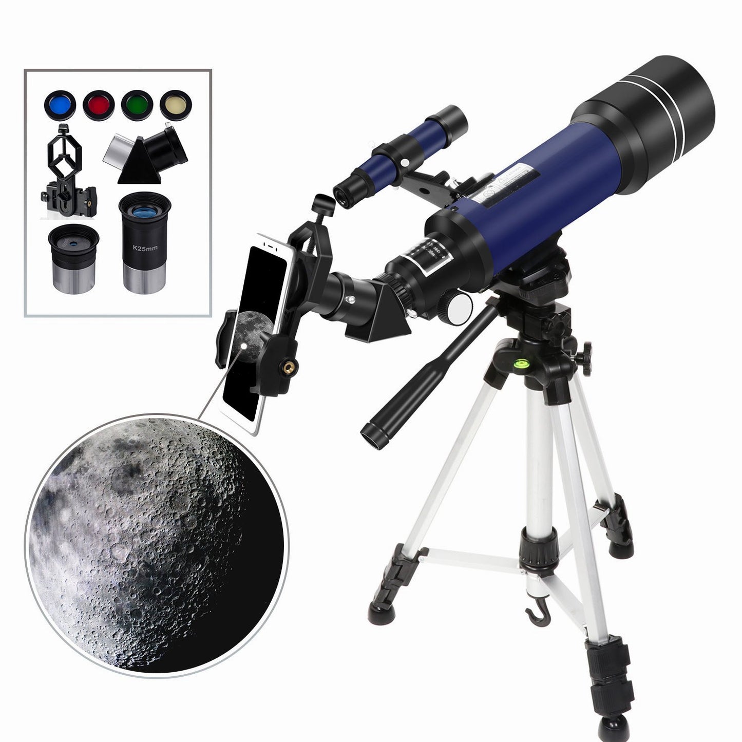 LAKWAR Telescope, 70mm Aperture 400mm AZ Mount Astronomical Refracting Telescope for Kids Adult  Beginners - Travel Telescope with Carry Bag, Phone Adapter and Tripod