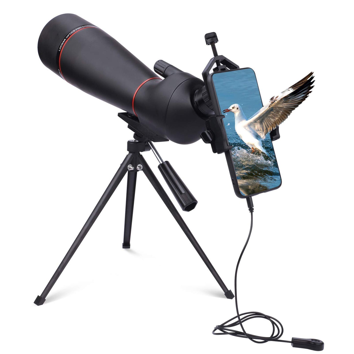 LAKWAR 20-60x80mm HD Spotting Scope for Bird Watching, Monocular Telescope BAK4 45-Degree Angled Eyepiece with Carrying Bag,Phone Photo Mount for Hunting Target Shooting Wildlife Scenery