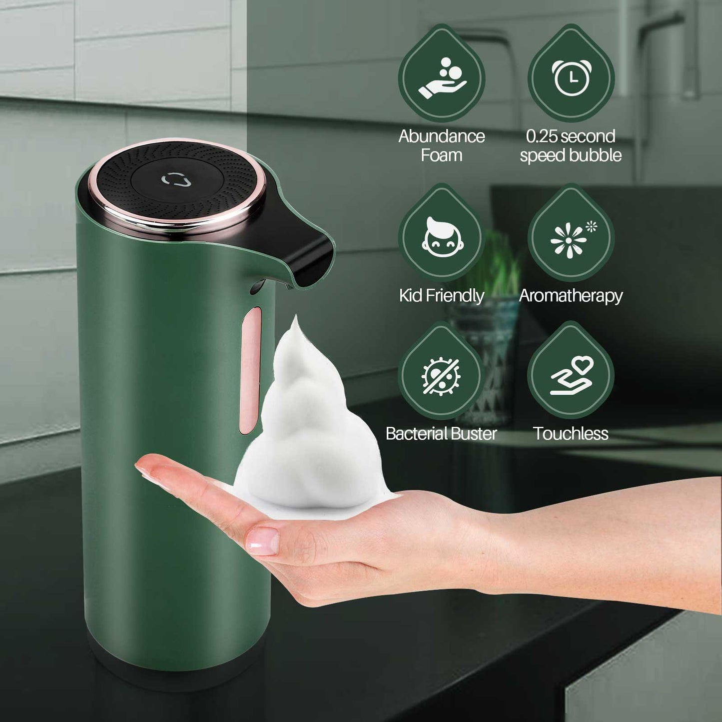 LAKWAR Automatic Soap Dispenser,250ml/8.5Oz Touchless Foaming Soap Dispenser with Motion Sensor for Bathroom,Kitchen,Office,Home