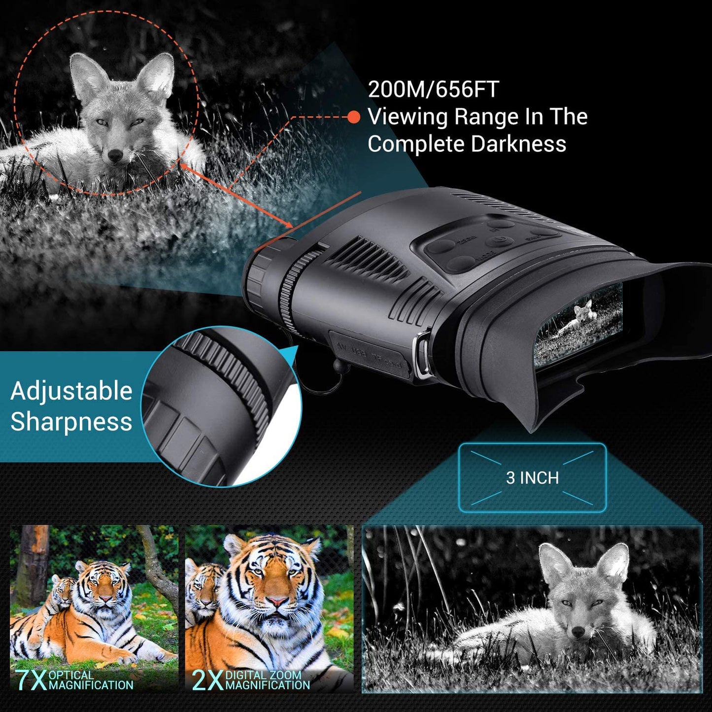 Night Vision Goggles -Night Vision Binoculars for Adults, 3.3'' Large Screen Binoculars can Save Photo and Video with 32GB Memory