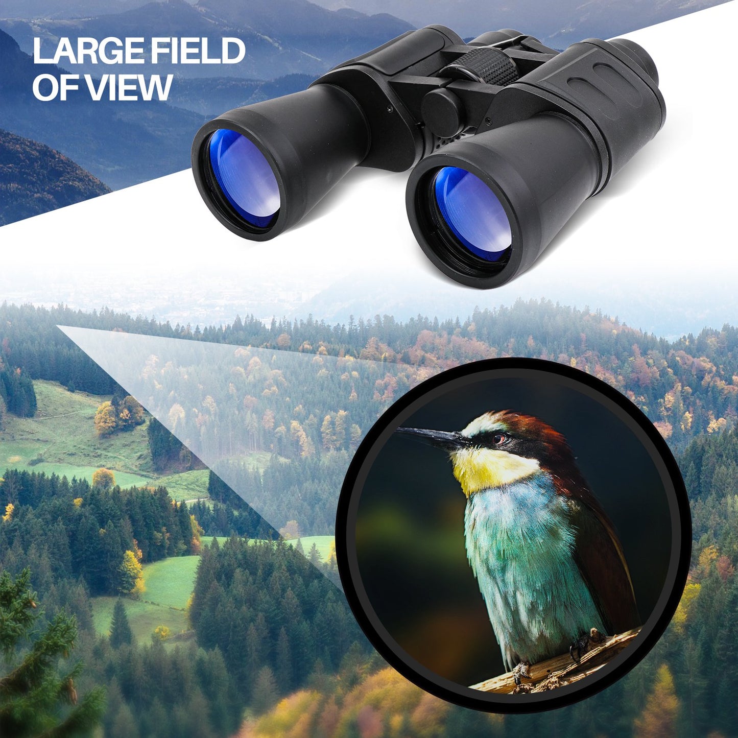 LAKWAR 20 x 50 Binoculars for Adults, Powerful HD Binoculars with Clear Low Light Vision, 50mm Large Eyepiece Waterproof Binoculars for Hiking, Hunting, Bird Watching, Stargazing and Concerts