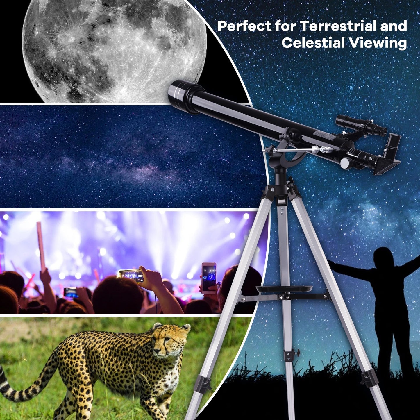 LAKWAR Telescope 60mm Aperture 800mm-Refractor Telescope with Phone Adapter, Beginner Telescope for Kids, Adults Astronomy