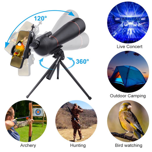 LAKWAR 20-60x80mm HD Spotting Scope for Bird Watching, Monocular Telescope BAK4 45-Degree Angled Eyepiece with Carrying Bag,Phone Photo Mount for Hunting Target Shooting Wildlife Scenery